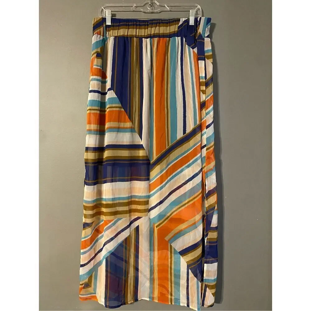 Vanity Stripes Pull On 2Fer Skirt Size Large